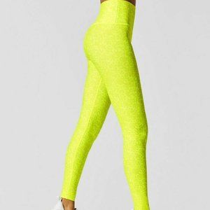 WITH X Carbon38 NUX High Waist Legging Neon Yellow Leopard Medium "RARE*